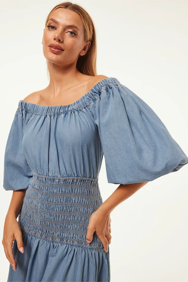 Misa Los Angeles Marilou Dress Blue Chambray Women Dresses