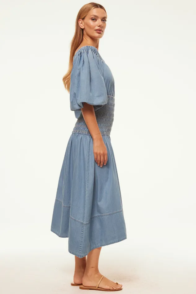 Misa Los Angeles Marilou Dress Blue Chambray Women Dresses