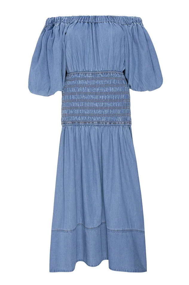 Misa Los Angeles Marilou Dress Blue Chambray Women Dresses