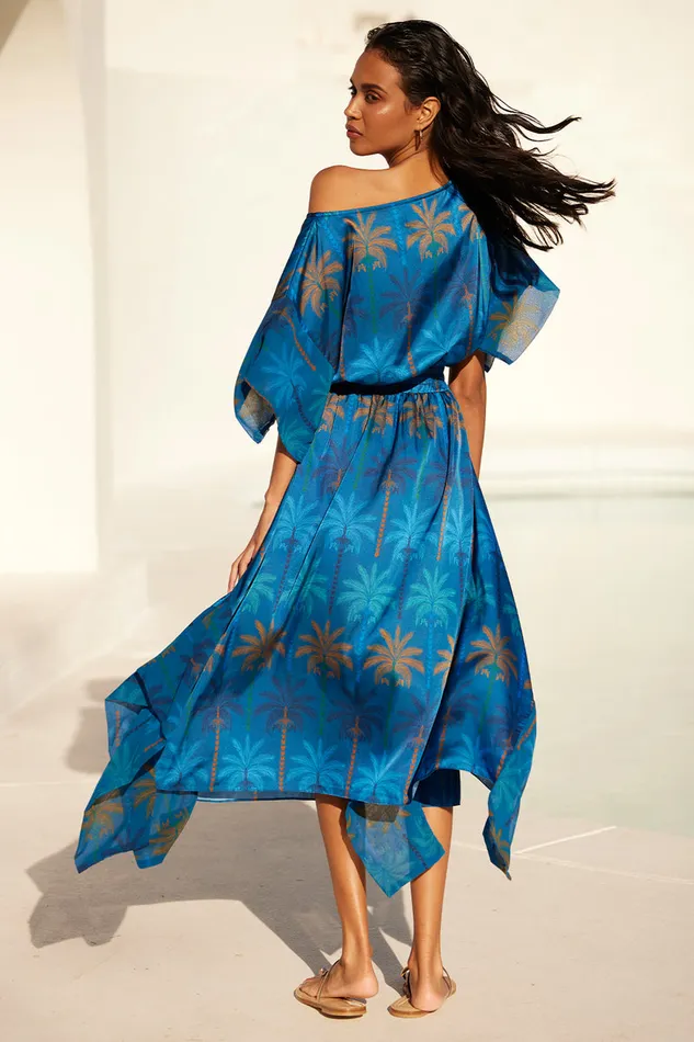 Misa Los Angeles Martina Dress Cobalt Palms Mix Women Dresses