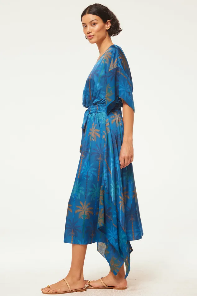 Misa Los Angeles Martina Dress Cobalt Palms Mix Women Dresses