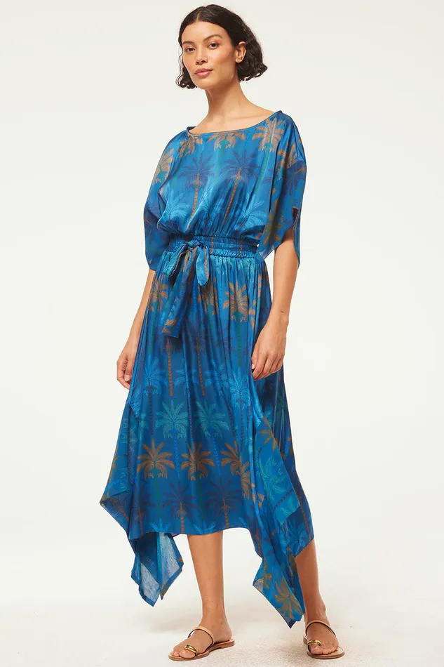 Misa Los Angeles Martina Dress Cobalt Palms Mix Women Dresses