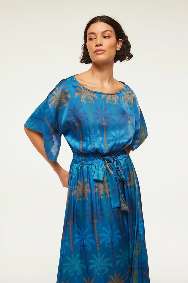 Misa Los Angeles Martina Dress Cobalt Palms Mix Women Dresses