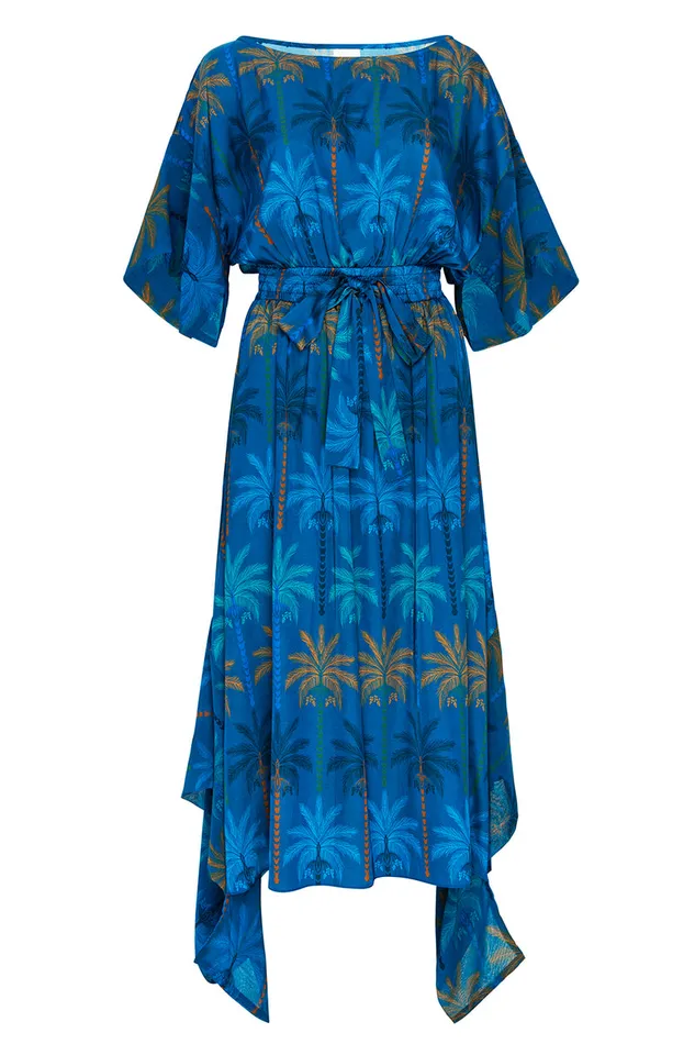 Misa Los Angeles Martina Dress Cobalt Palms Mix Women Dresses
