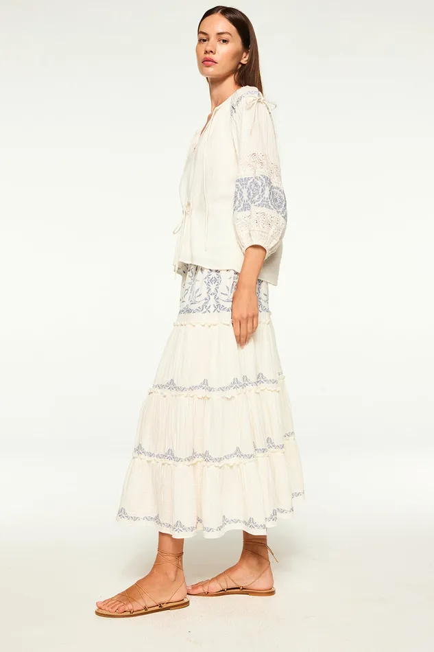 Misa Los Angeles Micah Top Ivory Embroidery Women Matching Sets