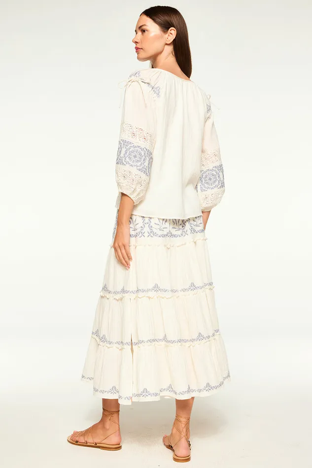 Misa Los Angeles Micah Top Ivory Embroidery Women Matching Sets