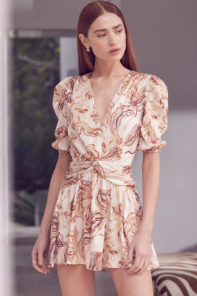 Misa Los Angeles Narcissa Dress Golden Straw Satin Women Dresses