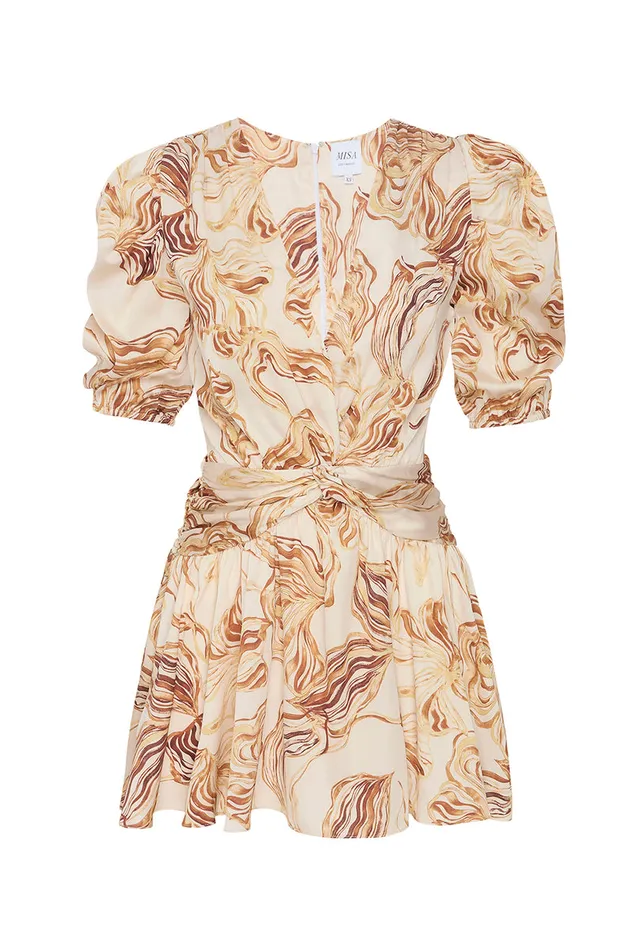 Misa Los Angeles Narcissa Dress Golden Straw Satin Women Dresses
