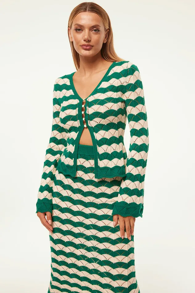 Misa Los Angeles Nelly Cardigan Emerald Stripe Women Tops