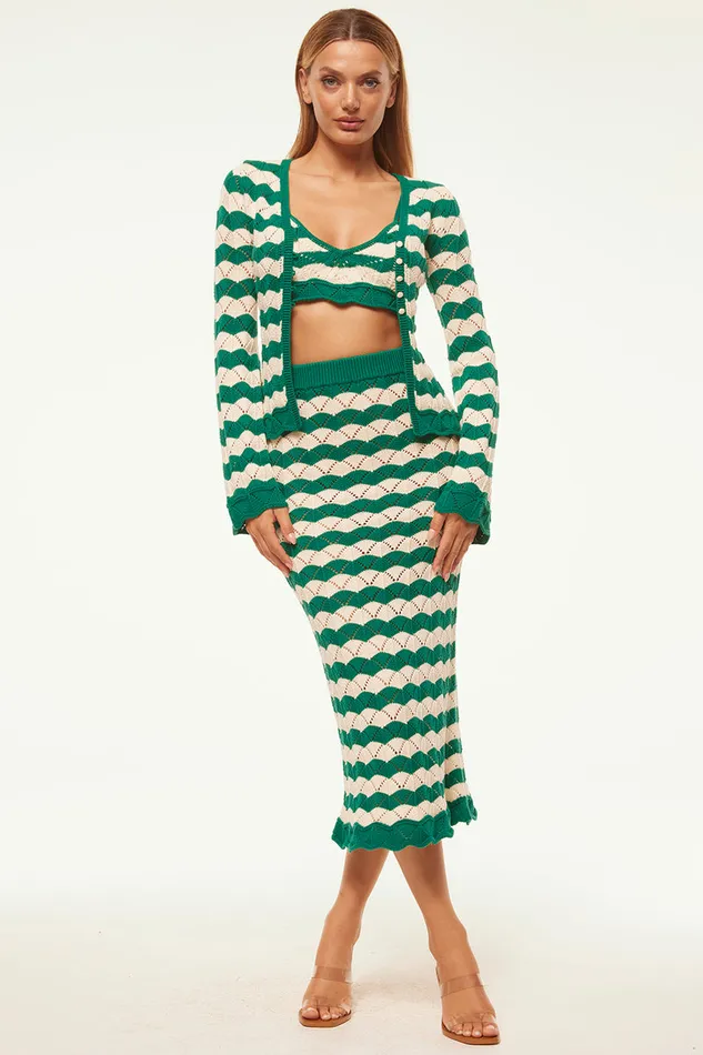 Misa Los Angeles Nelly Cardigan Emerald Stripe Women Tops