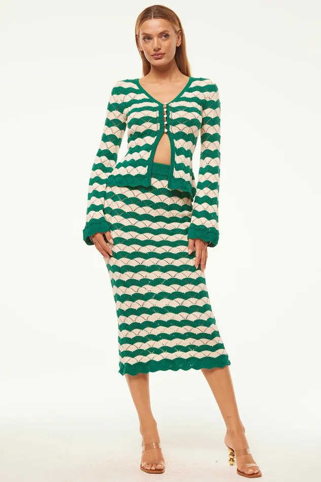 Misa Los Angeles Nelly Cardigan Emerald Stripe Women Tops