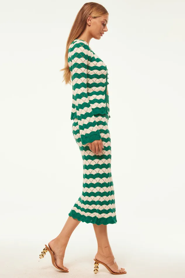 Misa Los Angeles Nelly Cardigan Emerald Stripe Women Tops
