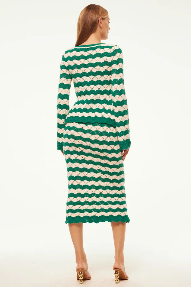 Misa Los Angeles Nelly Cardigan Emerald Stripe Women Tops