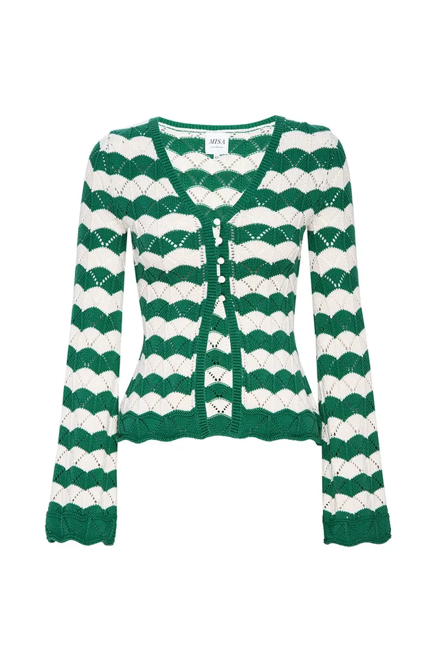 Misa Los Angeles Nelly Cardigan Emerald Stripe Women Tops