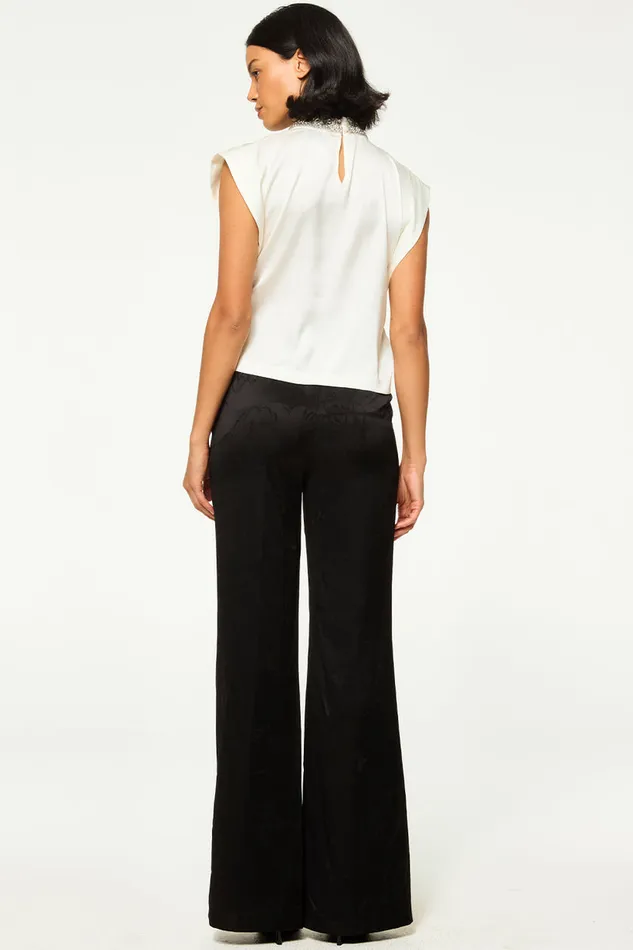 Misa Los Angeles Riley Top Ivory Satin Women Tops