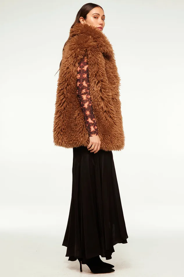 Misa Los Angeles Ryleigh Vest Latte Faux Fur Women Tops