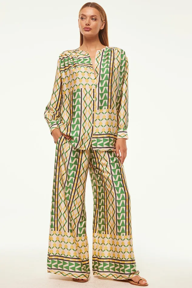 Misa Los Angeles Teodora Top Limoncello Geo Satin Women Tops