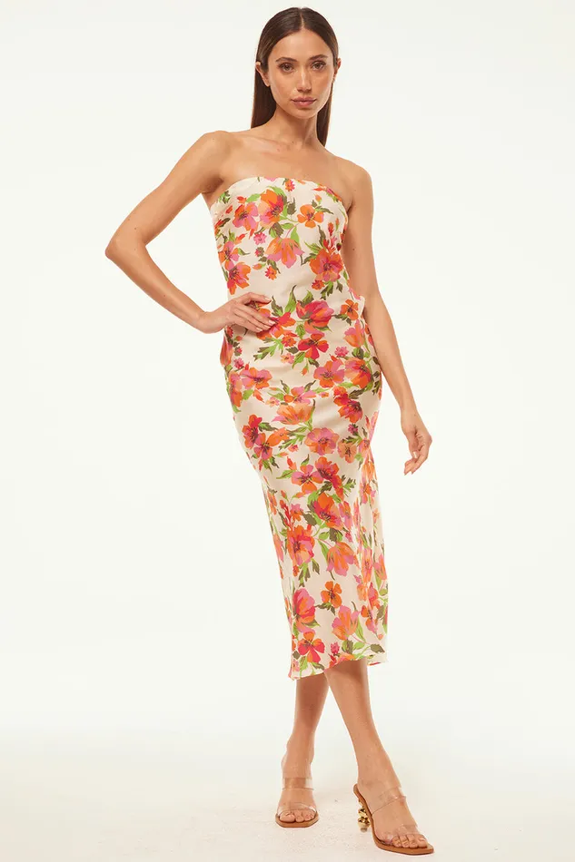 Misa Los Angeles Thara Dress Palmarei Blooms Satin Women Dresses