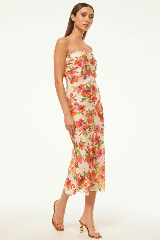 Misa Los Angeles Thara Dress Palmarei Blooms Satin Women Dresses