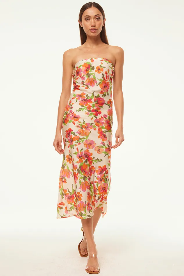 Misa Los Angeles Thara Dress Palmarei Blooms Satin Women Dresses