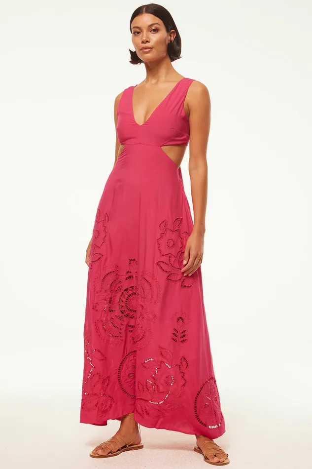 Misa Los Angeles Valencia Dress Pink Eyelet Women Dresses