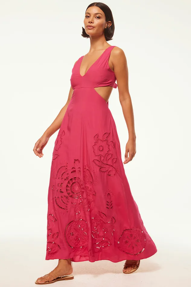Misa Los Angeles Valencia Dress Pink Eyelet Women Dresses