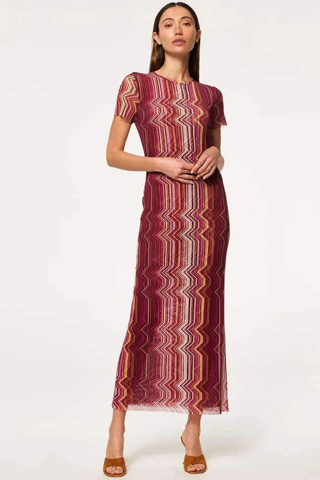 Misa Los Angeles Vanessa Dress La Banda Crimson Mesh Women Jersey and Mesh