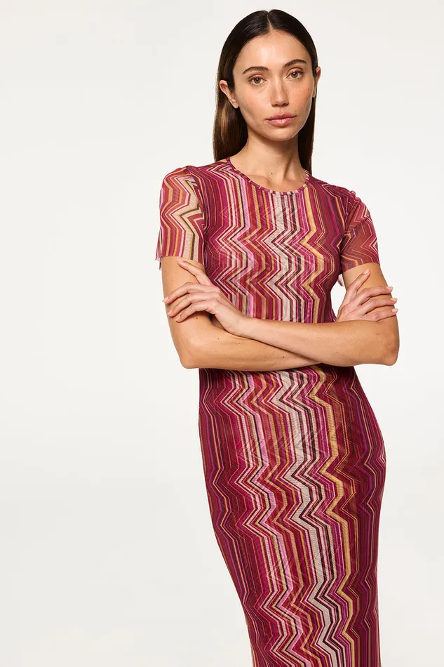 Misa Los Angeles Vanessa Dress La Banda Crimson Mesh Women Jersey and Mesh