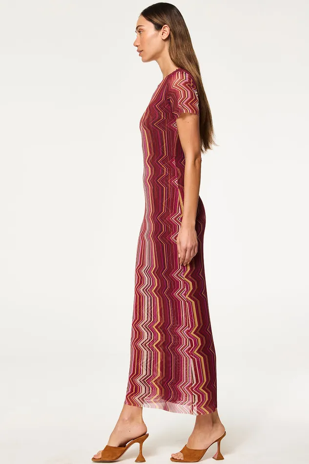 Misa Los Angeles Vanessa Dress La Banda Crimson Mesh Women Jersey and Mesh