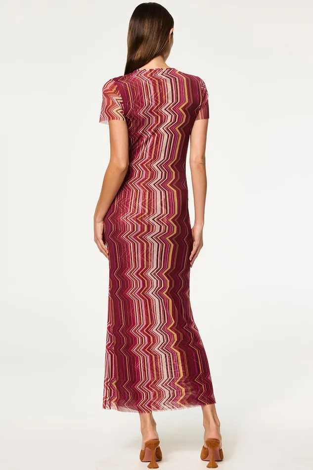 Misa Los Angeles Vanessa Dress La Banda Crimson Mesh Women Jersey and Mesh