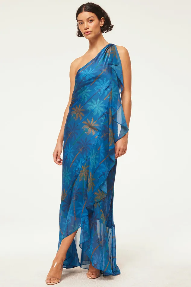 Misa Los Angeles Zephyr Dress Cobalt Palms Mix Women Dresses