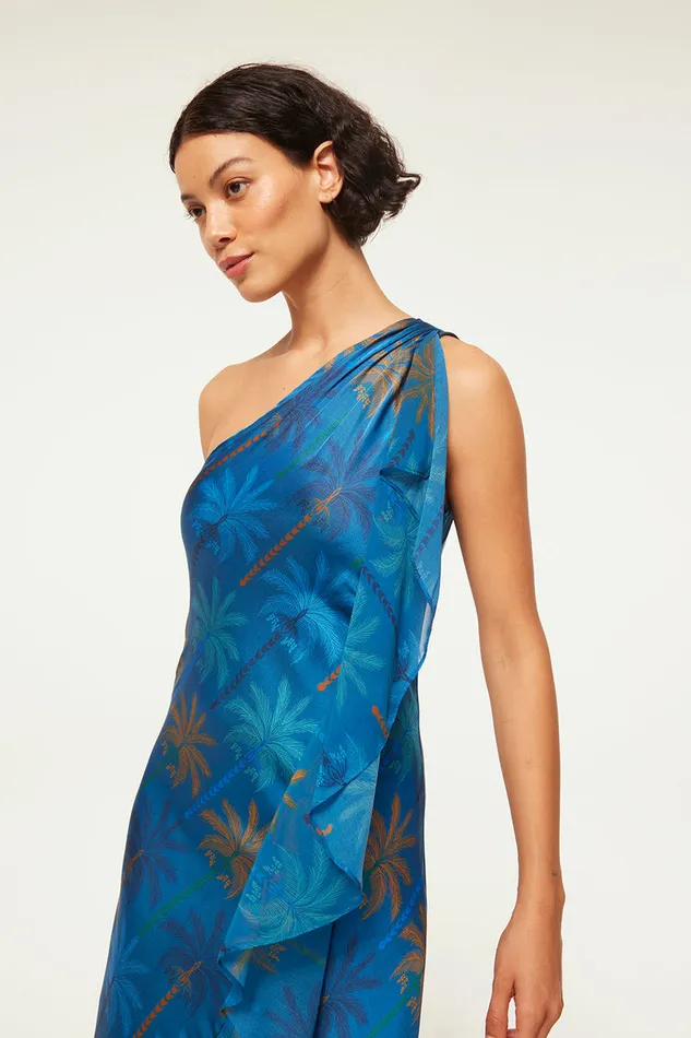 Misa Los Angeles Zephyr Dress Cobalt Palms Mix Women Dresses