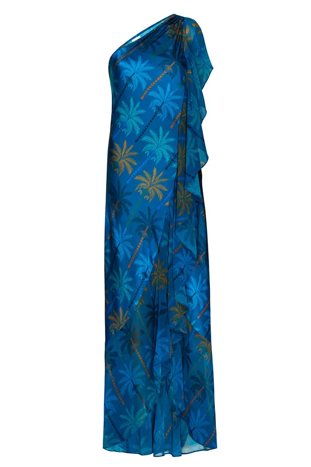 Misa Los Angeles Zephyr Dress Cobalt Palms Mix Women Dresses