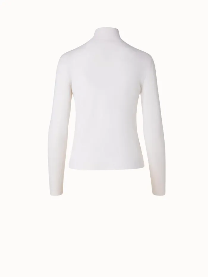Mock Neck Knit Pullover In Cashmere And Silk Offwhite Women Akris Knitwear
