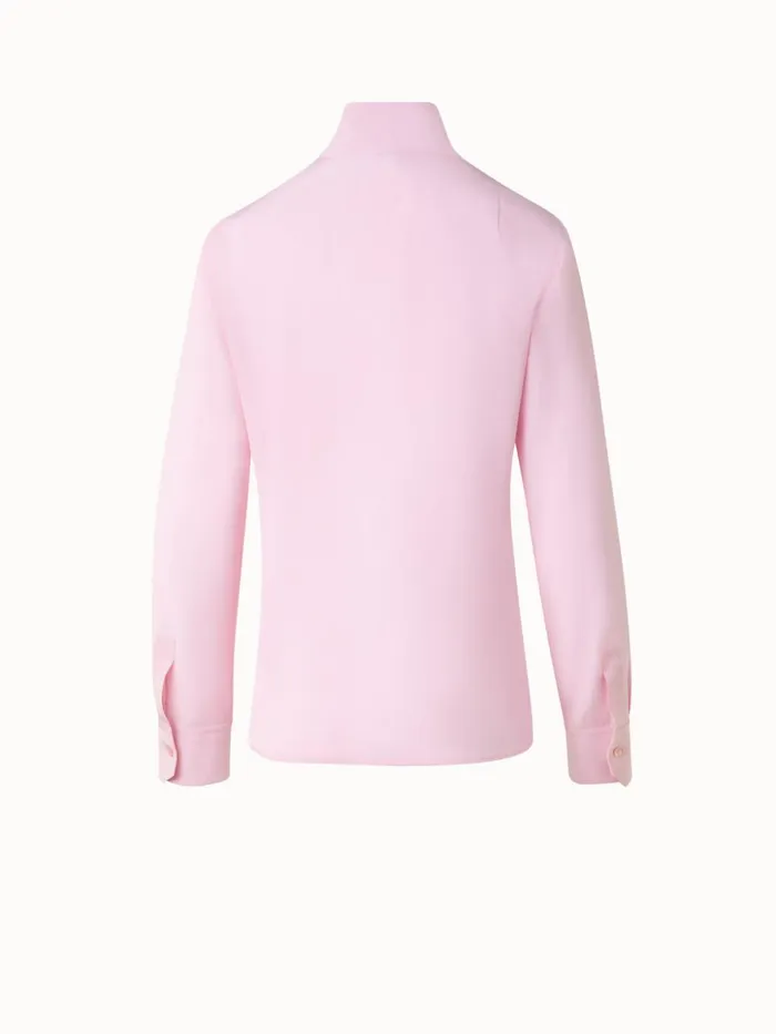 Mock Neck Silk Blouse Lotus Women Akris Blouses