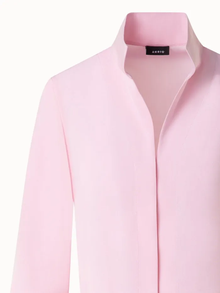 Mock Neck Silk Blouse Lotus Women Akris Blouses