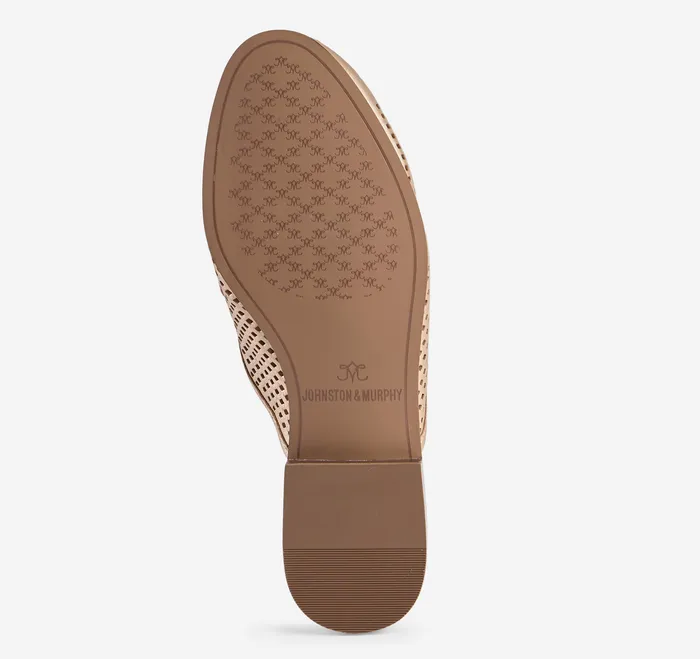 Mules and Loafers Johnston and Murphy Women Ali Perfed Bit Mule Sand Pearl Glove Leather