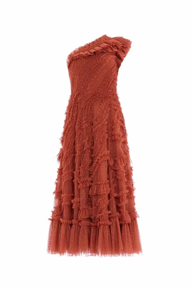 Needle and Thread Dresses Aaliyah OneShoulder Ballerina Dress Brown 8211 Women