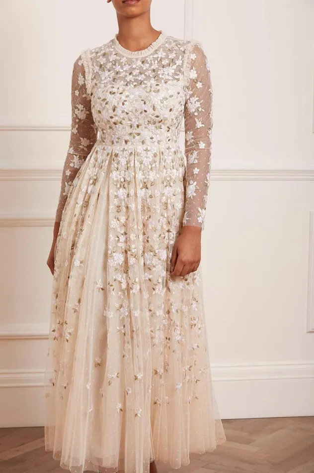 Needle and Thread Dresses Camellia Ditsy Ankle Gown Champagne 8211 Women