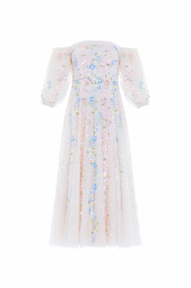 Needle and Thread Dresses Confetti Gloss OffShoulder Ballerina Dress Champagne 8211 Women