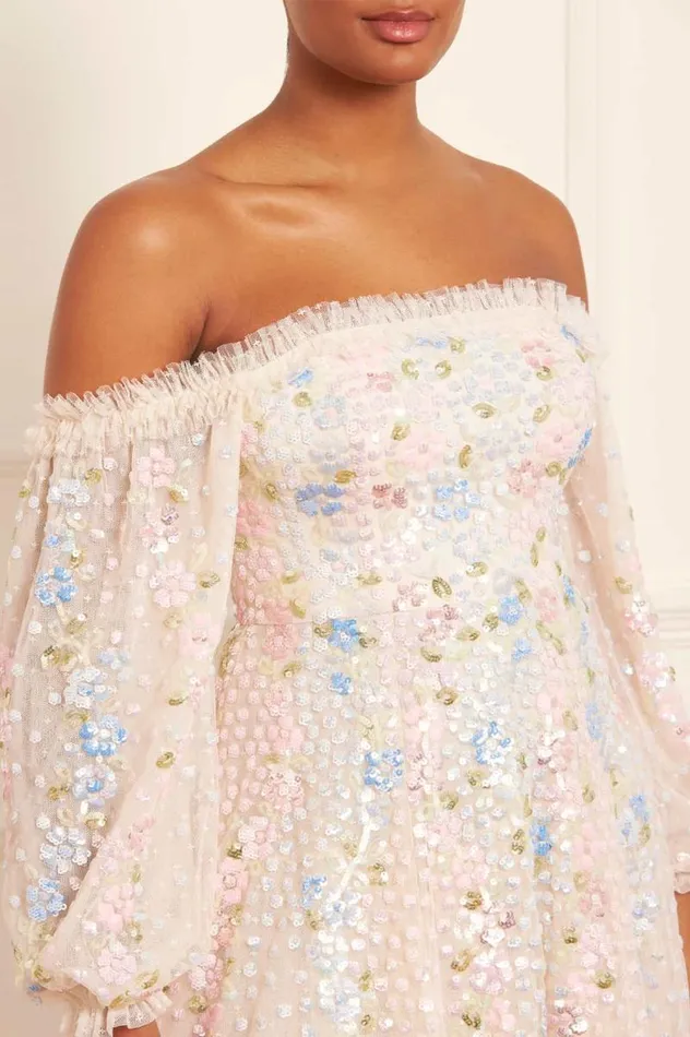 Needle and Thread Dresses Confetti Gloss OffShoulder Ballerina Dress Champagne 8211 Women