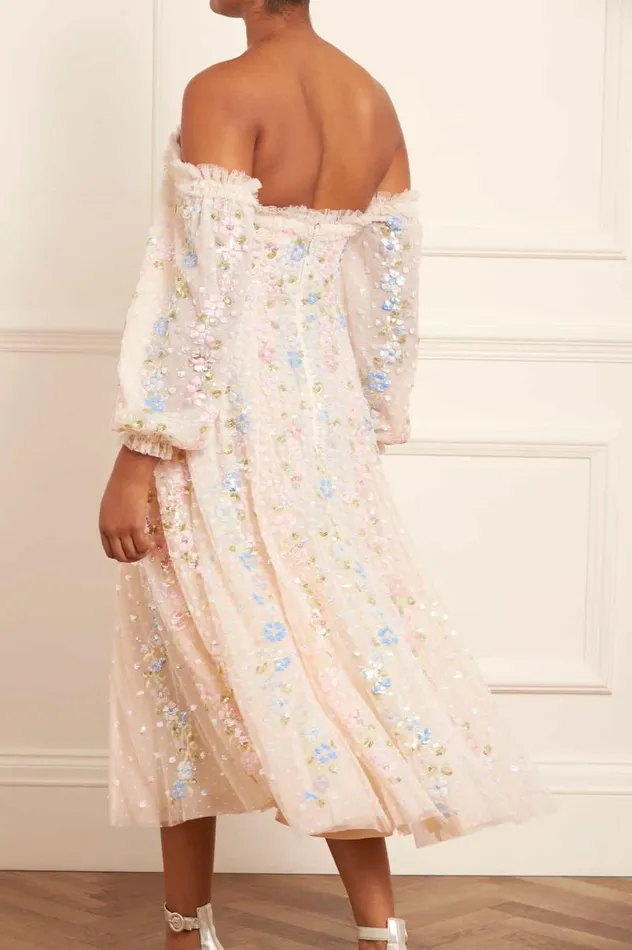 Needle and Thread Dresses Confetti Gloss OffShoulder Ballerina Dress Champagne 8211 Women