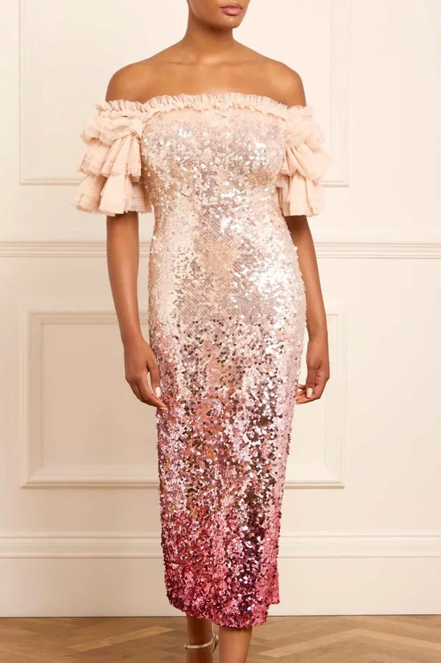Needle and Thread Dresses Essie Ombre OffShoulder Ballerina Dress Pink 8211 Women