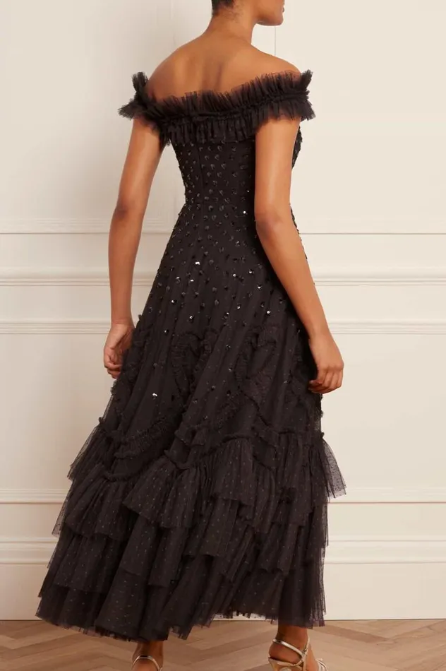 Needle and Thread Dresses Love Letter OffShoulder Ankle Gown Black 8211 Women