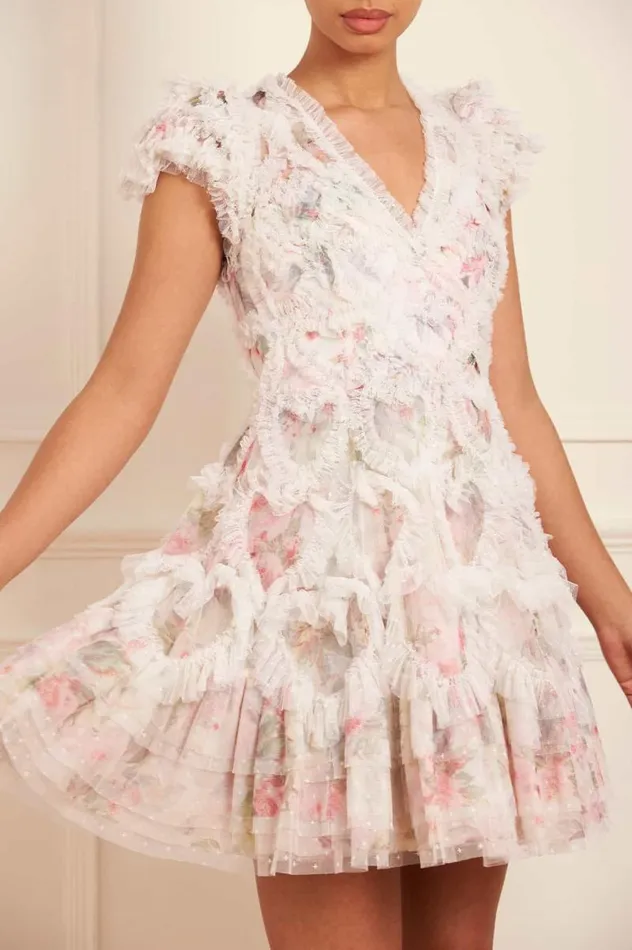 Needle and Thread Dresses Paradise Garden Amorette VNeck Micro Mini Dress Multi 8211 Women