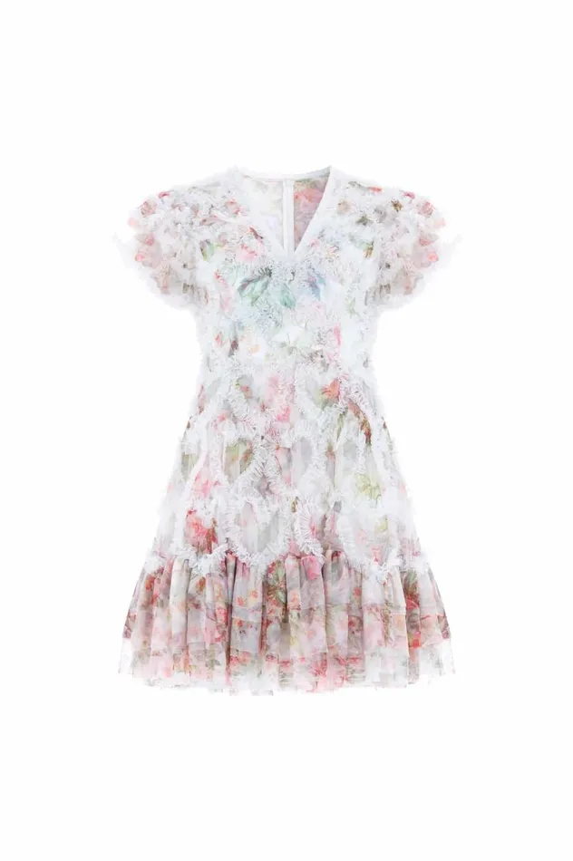 Needle and Thread Dresses Paradise Garden Amorette VNeck Micro Mini Dress Multi 8211 Women