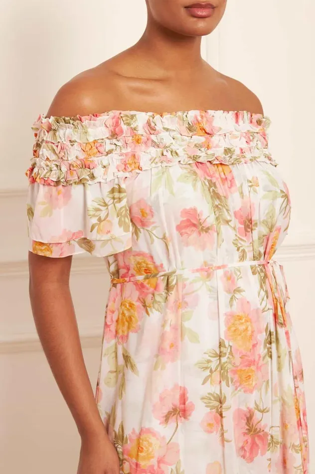 Needle and Thread Dresses Peony Promise Chiffon OffShoulder Tiered Ballerina Dress Multi 8211 Women