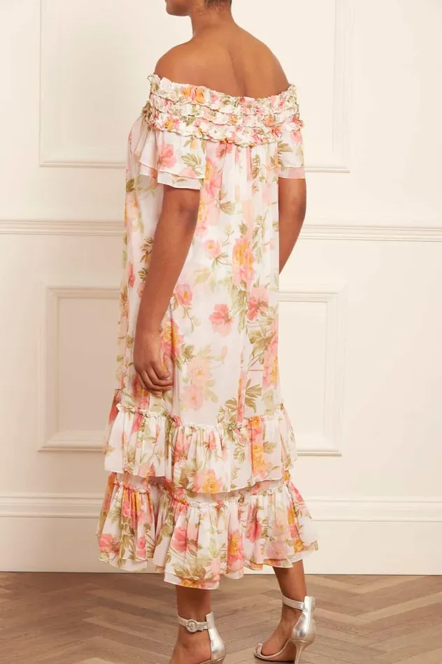 Needle and Thread Dresses Peony Promise Chiffon OffShoulder Tiered Ballerina Dress Multi 8211 Women