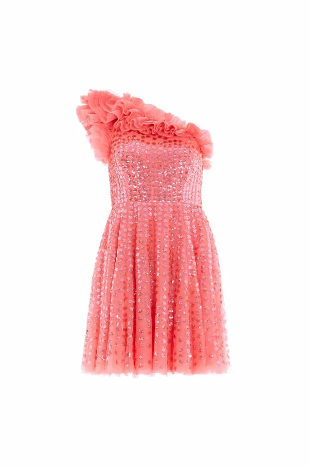 Needle and Thread Dresses Raindrop OneShoulder Micro Mini Dress Pink 8211 Women