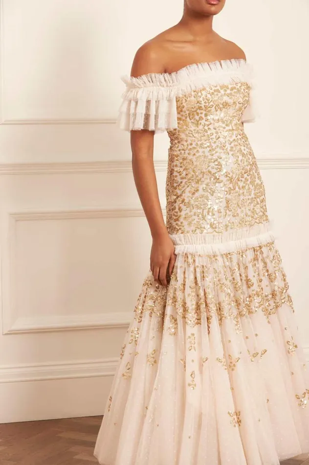 Needle and Thread Dresses Regal Rose OffShoulder Gown Champagne 8211 Women